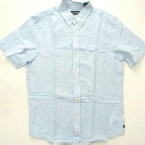 Chaps Mens Button Down Short Sleeve Shirt Linen